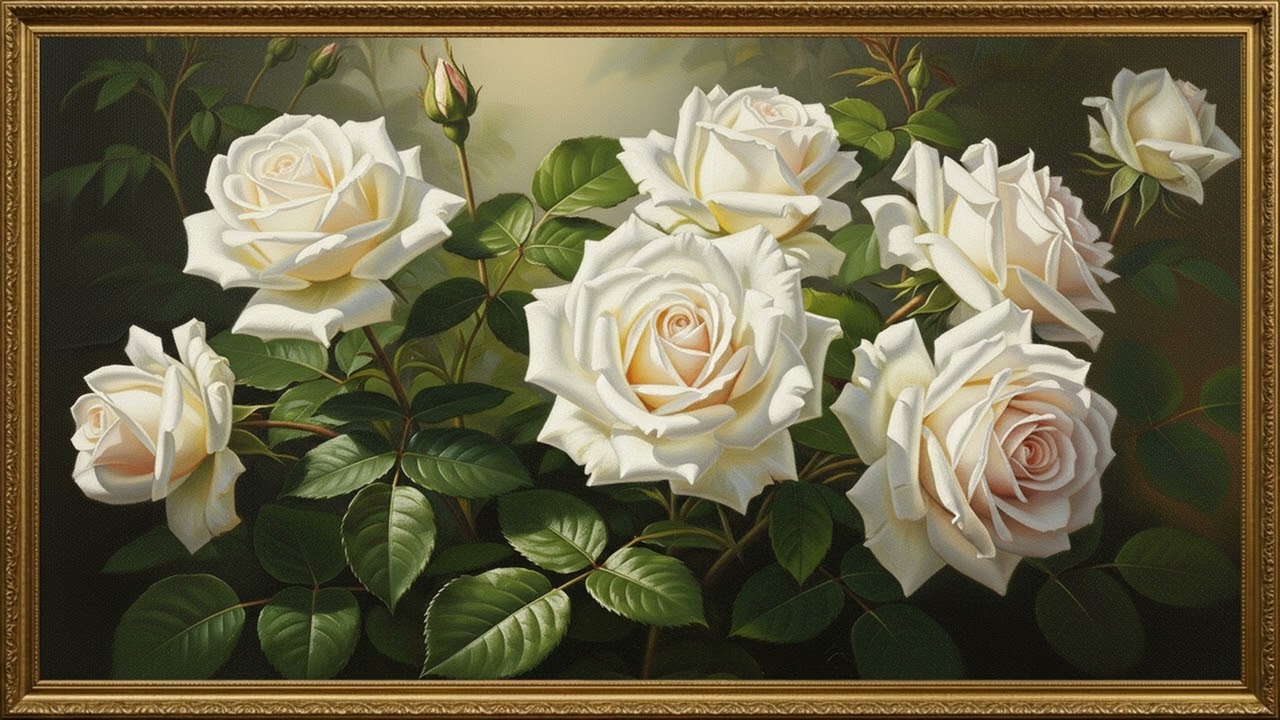 Vintage Botanical Rose Artwork 4K | Timeless Classic Oil Aesthetic