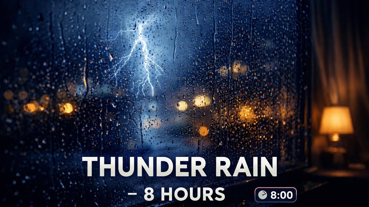 Thunderstorm for Deep Sleep ⚡ Rain and Thunder Sounds All Night (8 Hours)