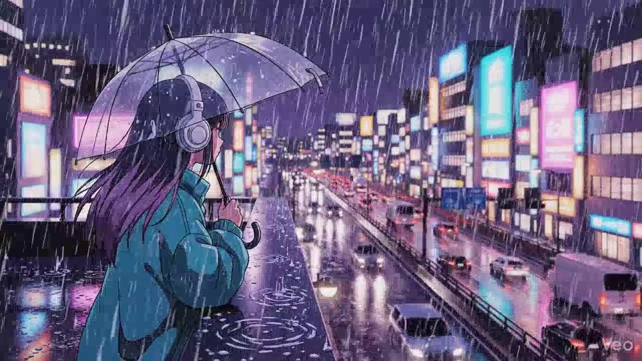Rain Sounds in Neon City 🌧️ Lofi for Focus & Calm