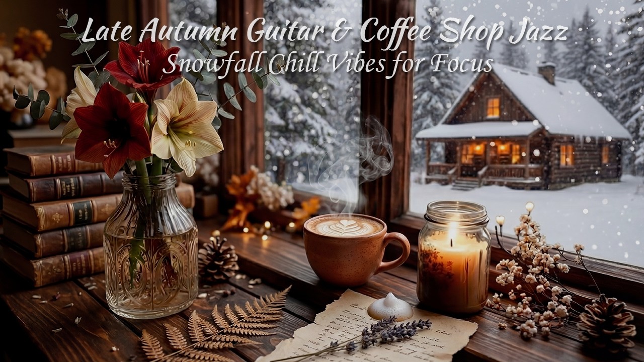 Late Autumn Guitar & Coffee Shop Jazz | Snowfall Chill Vibes for Focus (2 Hours)