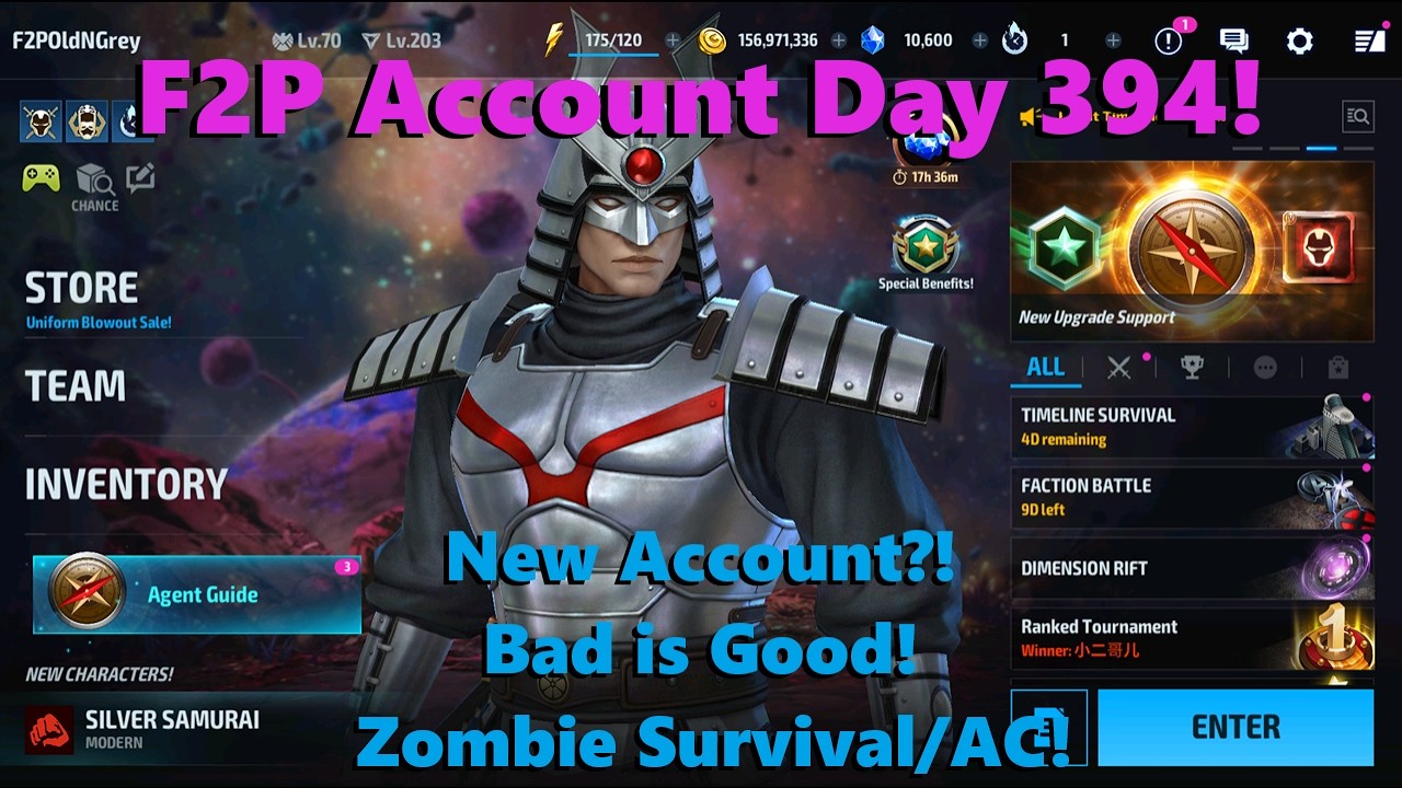 Marvel Future Fight: F2P Account Day 394! New Account?! Bad is Good! Zombies/AC! 🐥🤓🧟