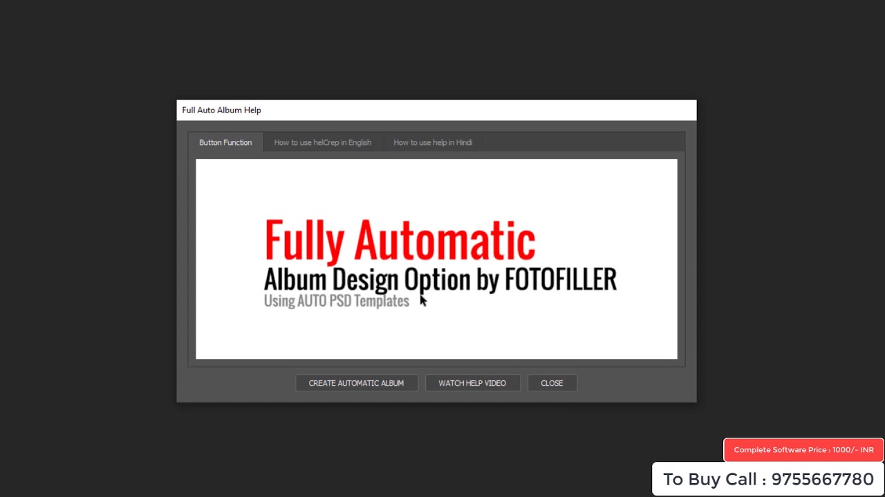 Full Auto Album Designing Option in FotoFiller (Help Video)