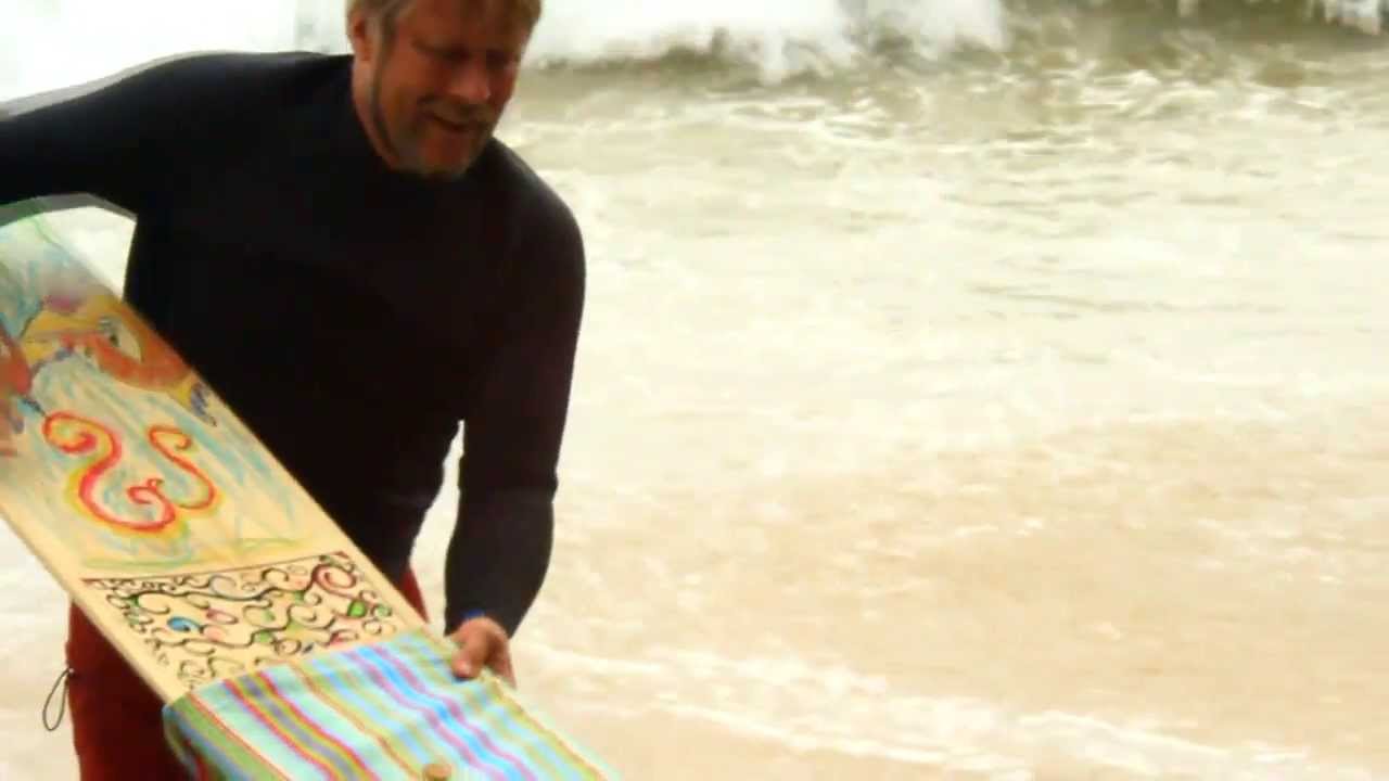 Tom Wegener gets a wave on Surfie surfboard alaia