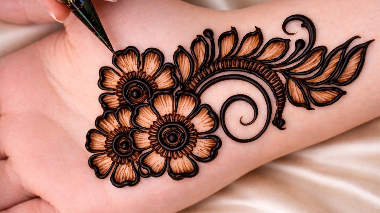 Simple and Easy Flower Mehndi Design 🌸 | Step-by-Step Mehndi Tutorial | Arabic Mehndi Design