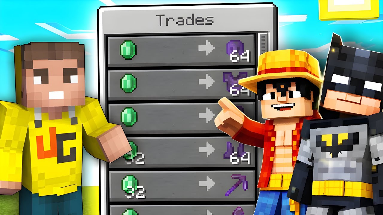MINECRAFT BUT YOUTUBERS TRADE OP ITEMS