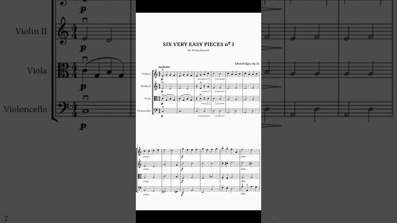SIX VERY EASY PIECES nº 1 (Andante) - String Quartet SHEET MUSIC