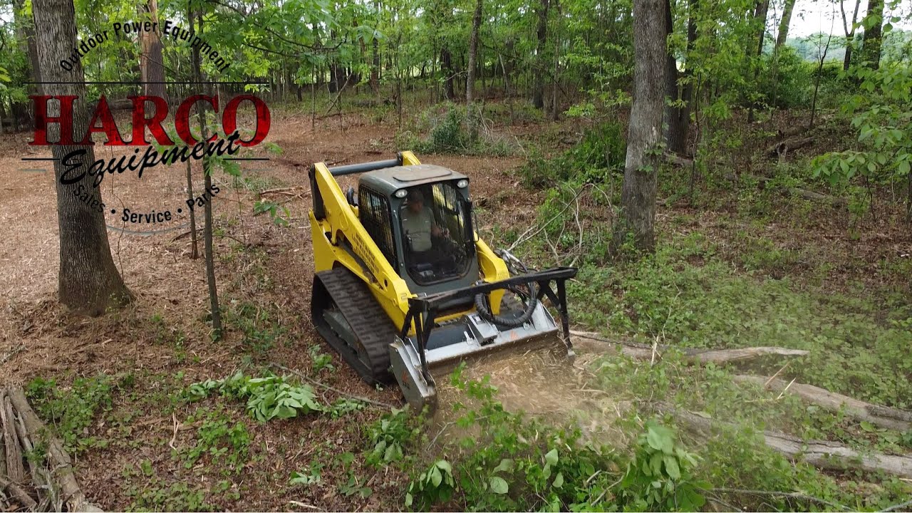 FAE Mulching Head CHEWING UP TREES on a Wacker Neuson Skid Steer