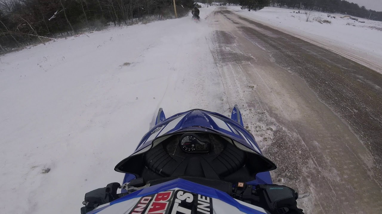 Riding to the trail on our 2002 yamaha sx viper 700 triple