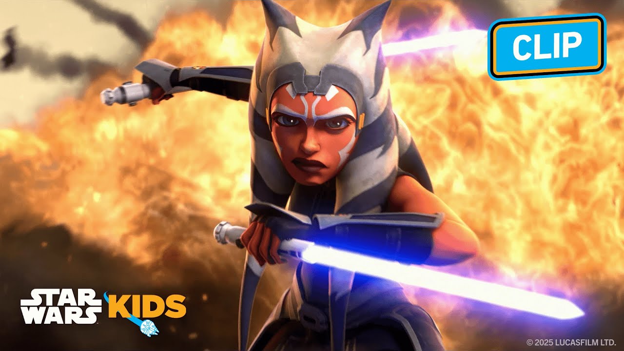 Ahsoka's Daring Dive from a Ship! | Star Wars: The Clone Wars  | @StarWarsKids