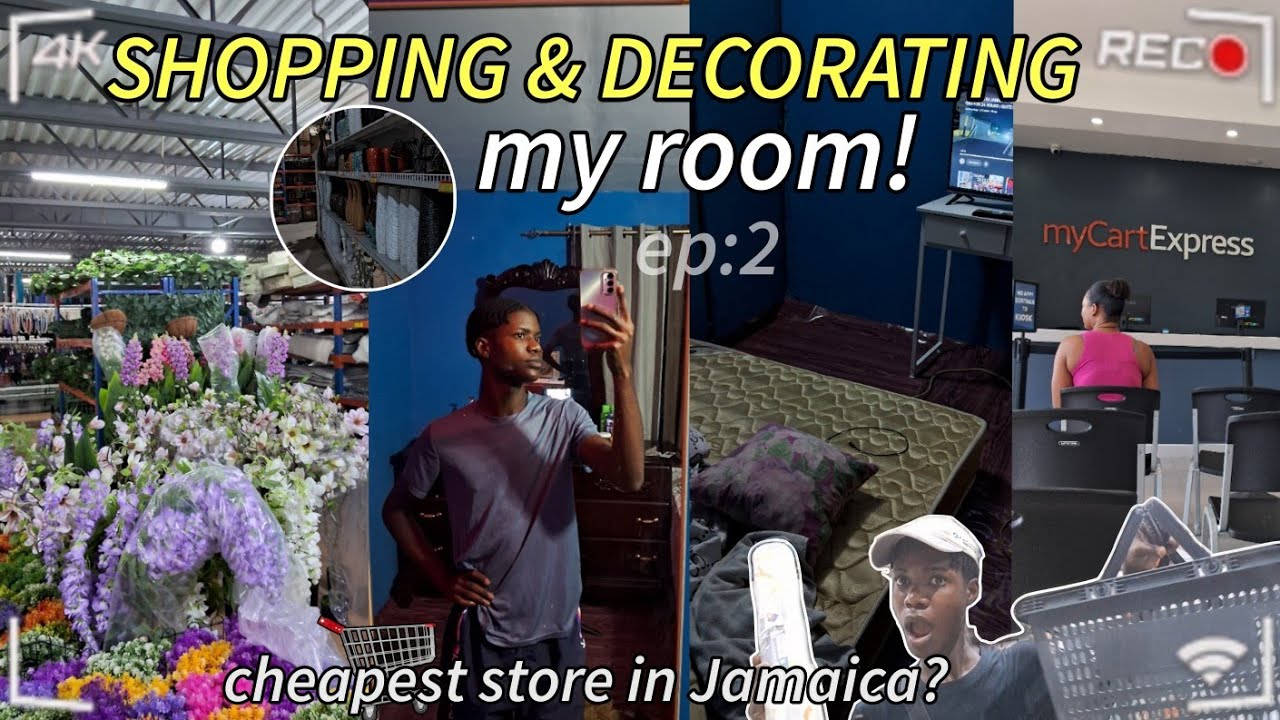 I WENT TO THE CHEAPEST STORE IN JAMAICA🤔🇯🇲? | Shop & Decorateing my room🫧🌷| room makeover ep:2  