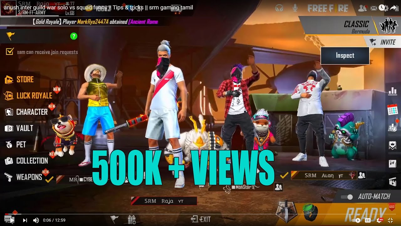 anush inter guild war solo vs squad funny || Tips & tricks || srm gaming tamil
