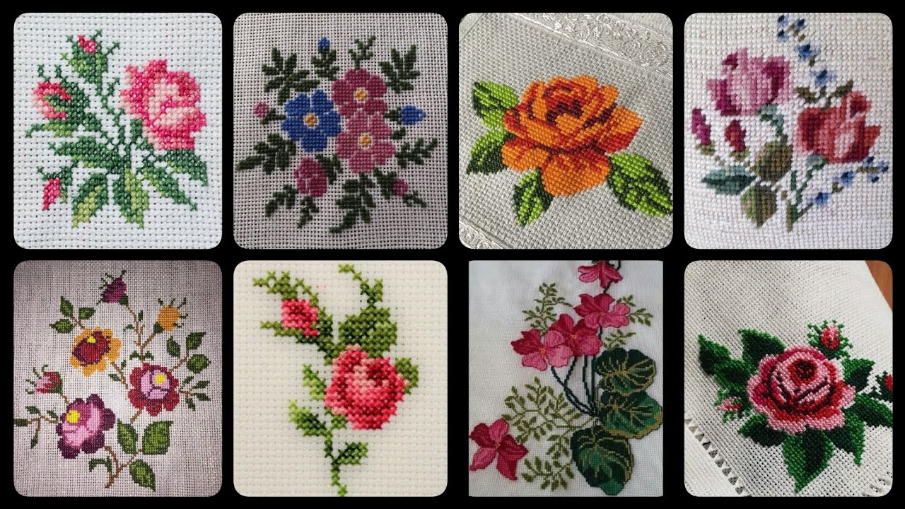 Cross Stitch Flower design/Cross Stitch Hand Embroidery Design/Dusuti Flower Designs For Everything