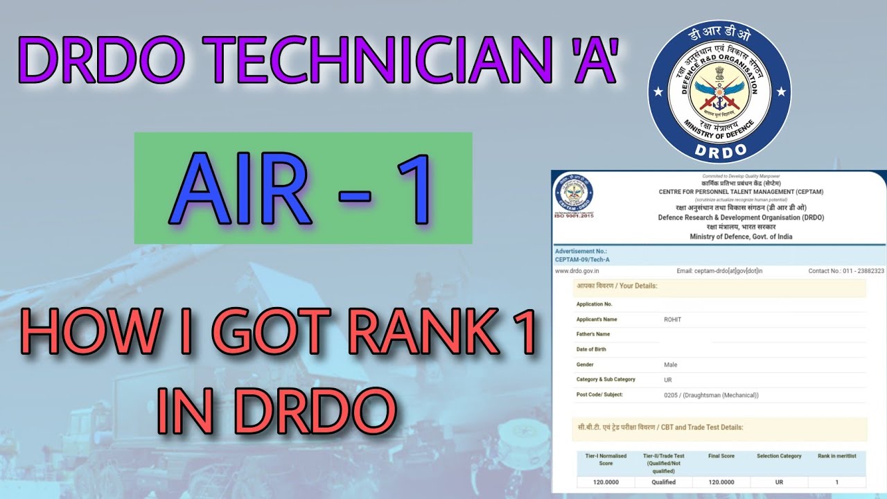 AIR -1 DRDO TECHNICIAN - A, HOW I GOT RANK -1 IN DRDO | जानिये मेरा खुद का Experience |