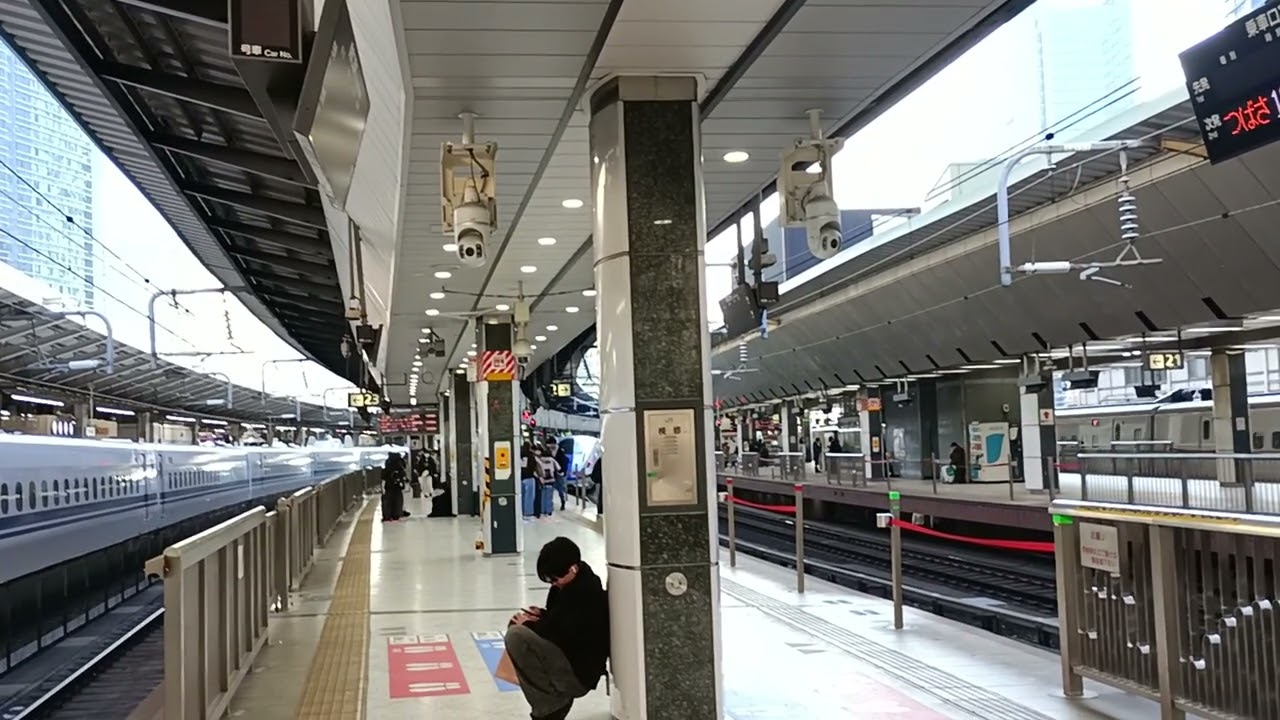 たくさんの新幹線が東京駅を発着するシーン