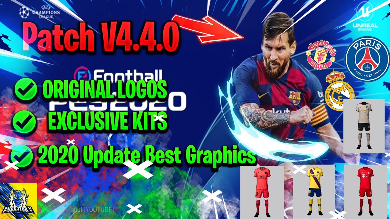 PES 2020 Mobile UCL Patch V4.4.0 full licensed 😱 Logos and Kits 2020 Update Best Graphics !!
