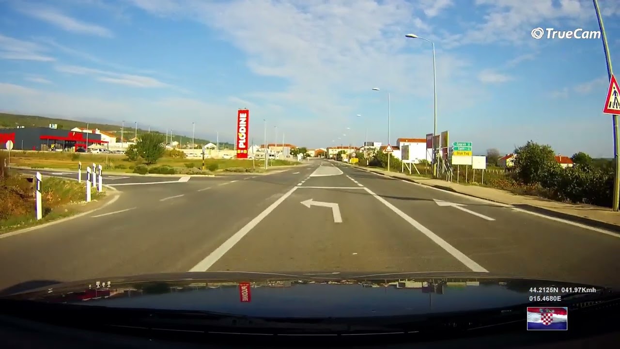 Driving through Posedarje west part ( across the Adriatic highway )