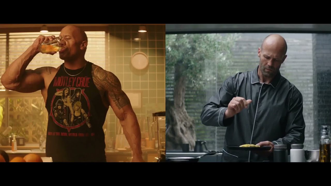 The Rock and Jason Statham wake up and have breakfast meme original full video