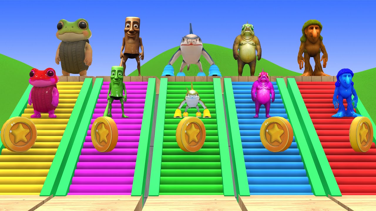 Long Slide Game With Cow Elephant Gorilla Hippopotamus Tiger 3d Animal Game Funny 3d Animals