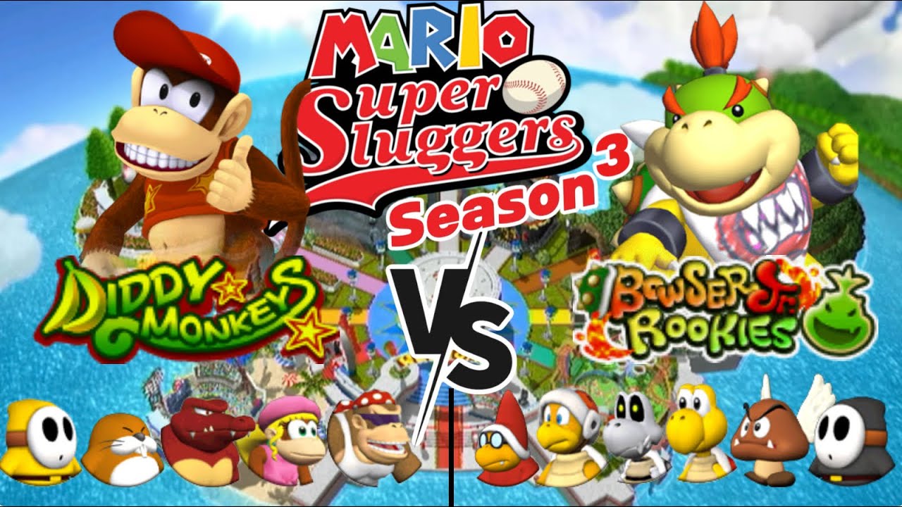 DIDDY MONKEYS VS BOWSER JR ROOKIES! Mario Super Sluggers Season 3!