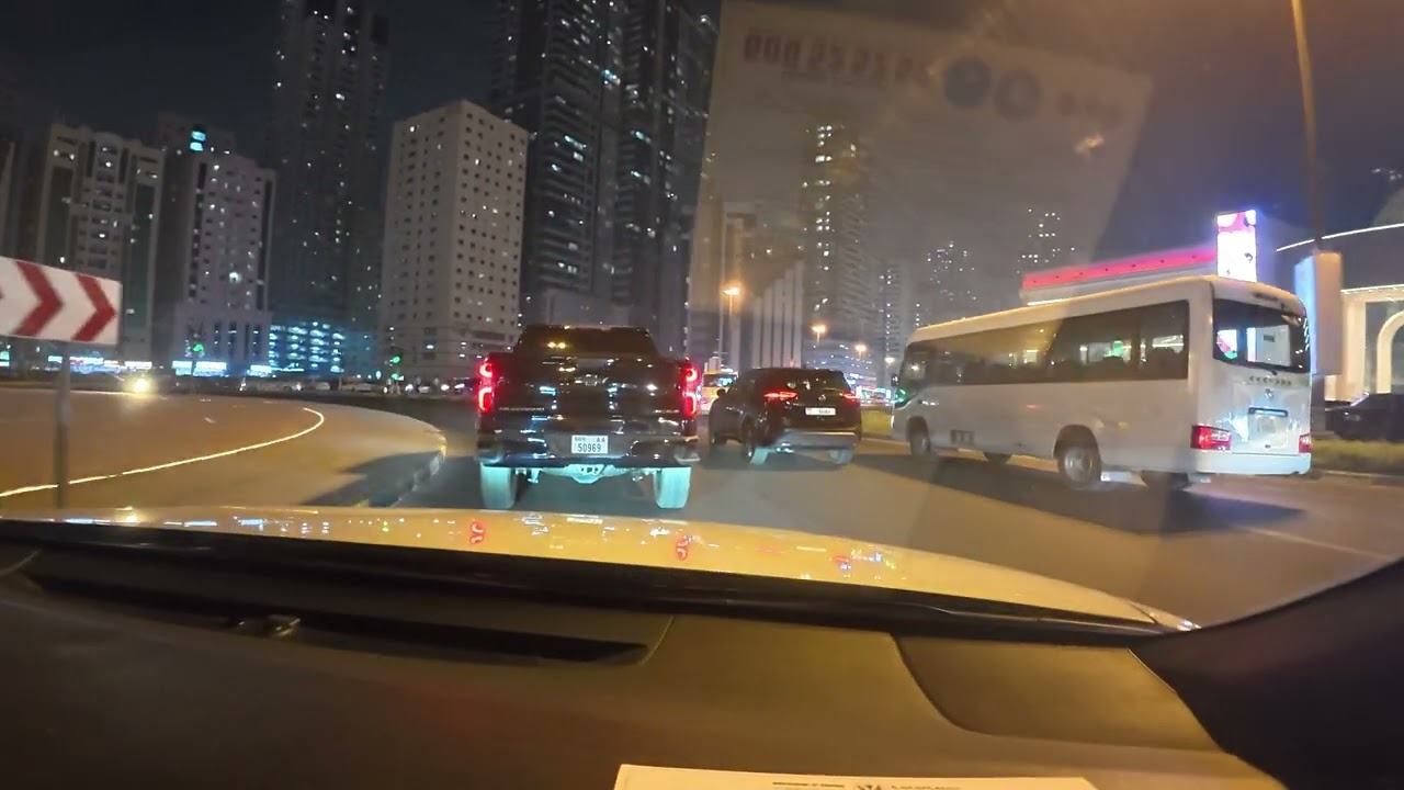 Sharjah to Dubai at Dusk 🇦🇪 | City of Lights Evening Drive (4K) | DJI Osmo Nano
