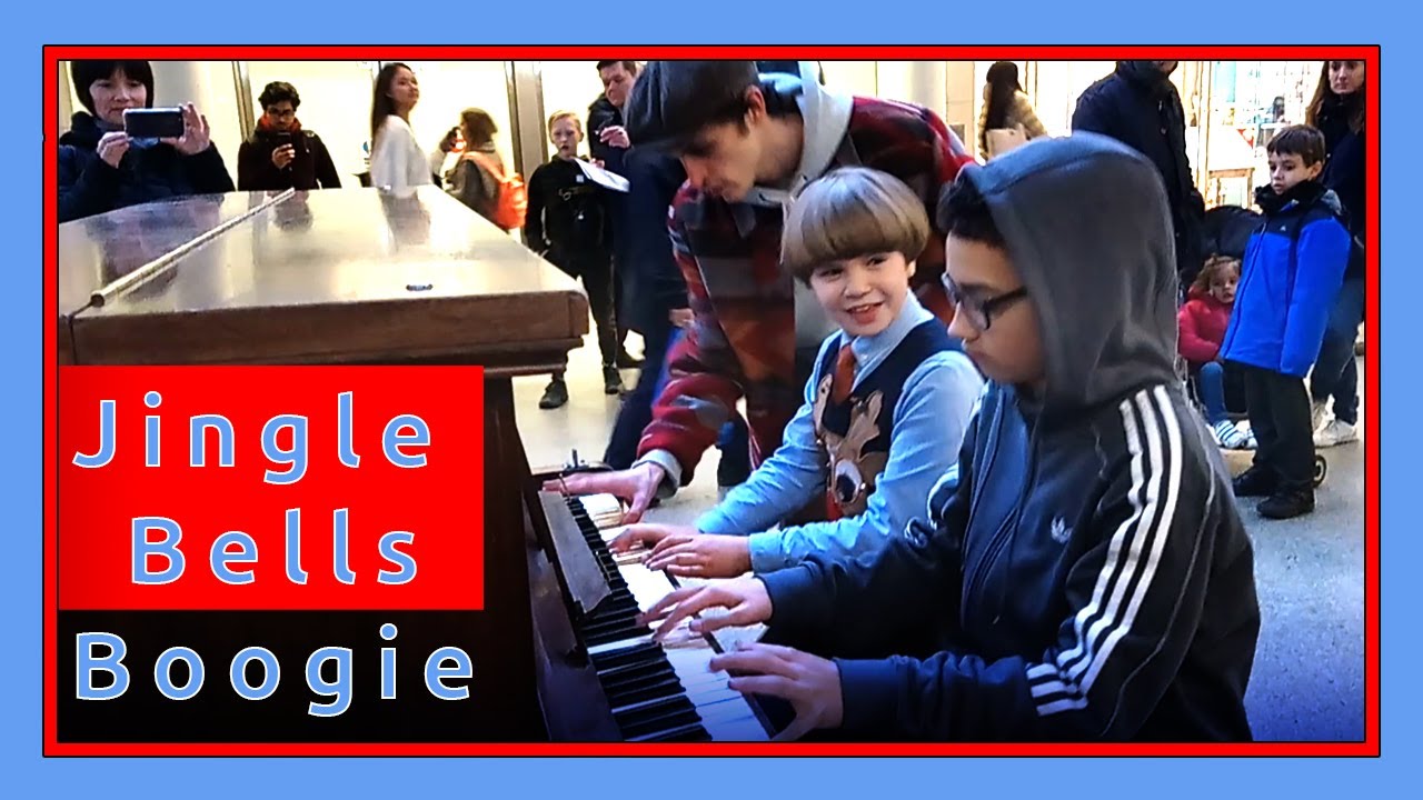 Best Jingle Bells Boogie - Woogie !!! Christmas,  public piano,  St. Pancras, London.