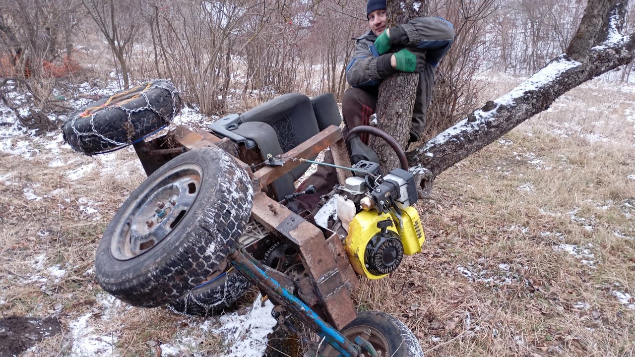 Покатушки на саморобному міні тракторі.Катаюся на мініку.