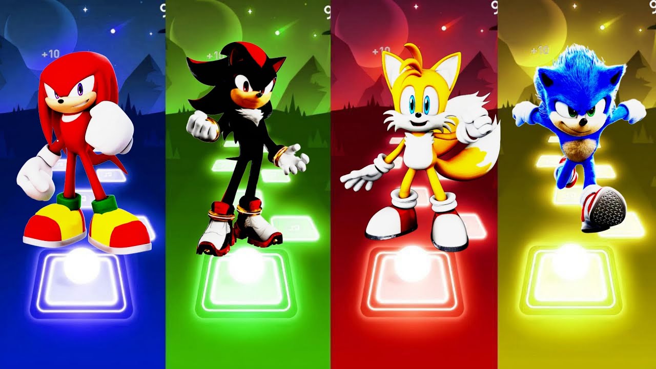 Knuckles 🆚 Shadow the Hedgehog 🆚 Tails 🆚 Sonic the Hedgehog| Tiles Hop EDM Rush