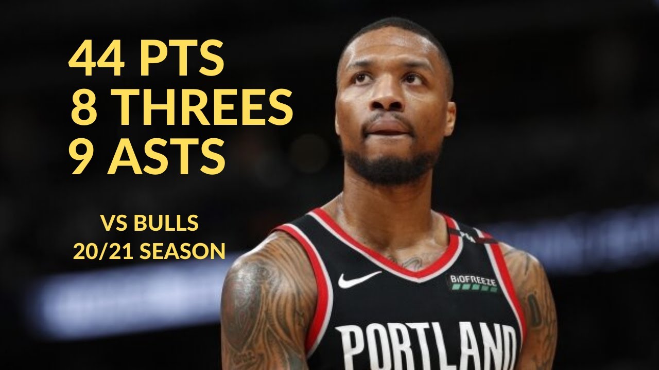 Damian Lillard 44 Pts 8 Threes 9 Asts 5 Rebs Highlights vs Chicago Bulls | NBA 20/21 Season