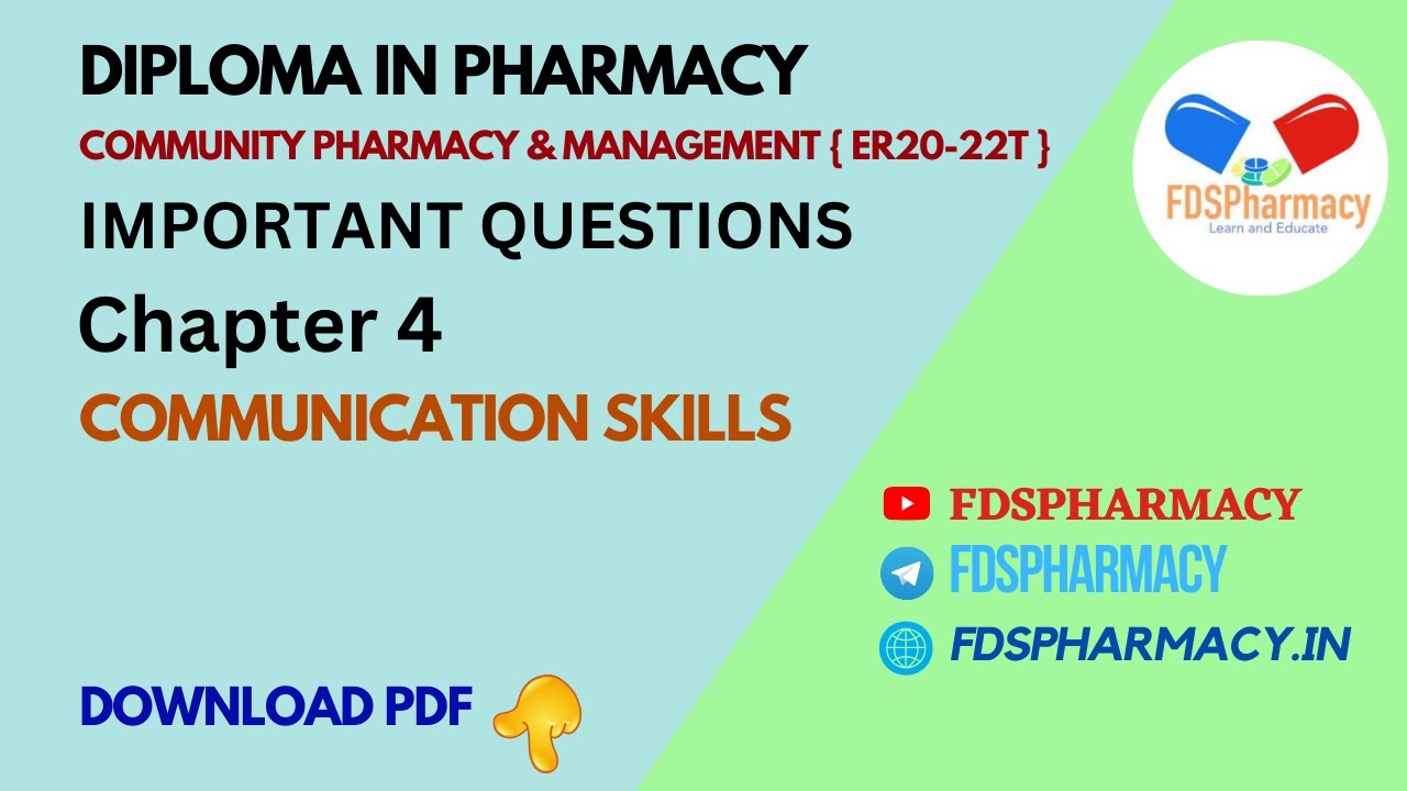 Ch 4 Communication Skills | Community Pharmacy & Management Important Questions | D.Pharma 2025