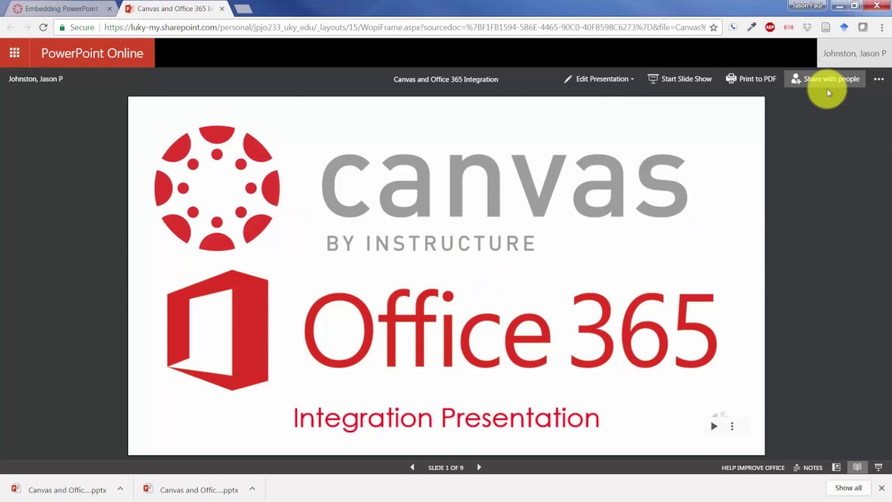 4 способа загрузки/встраивания PowerPoint в Canvas Instructure Courses Office 365