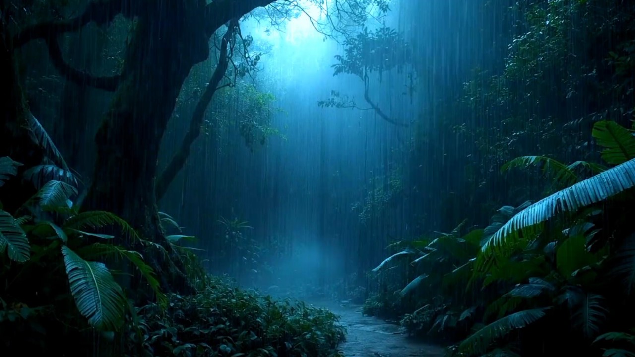 ​😴 Deep Jungle Rain & Thunderstorm for Sleeping | 1 Hours of Relaxation ⛈️