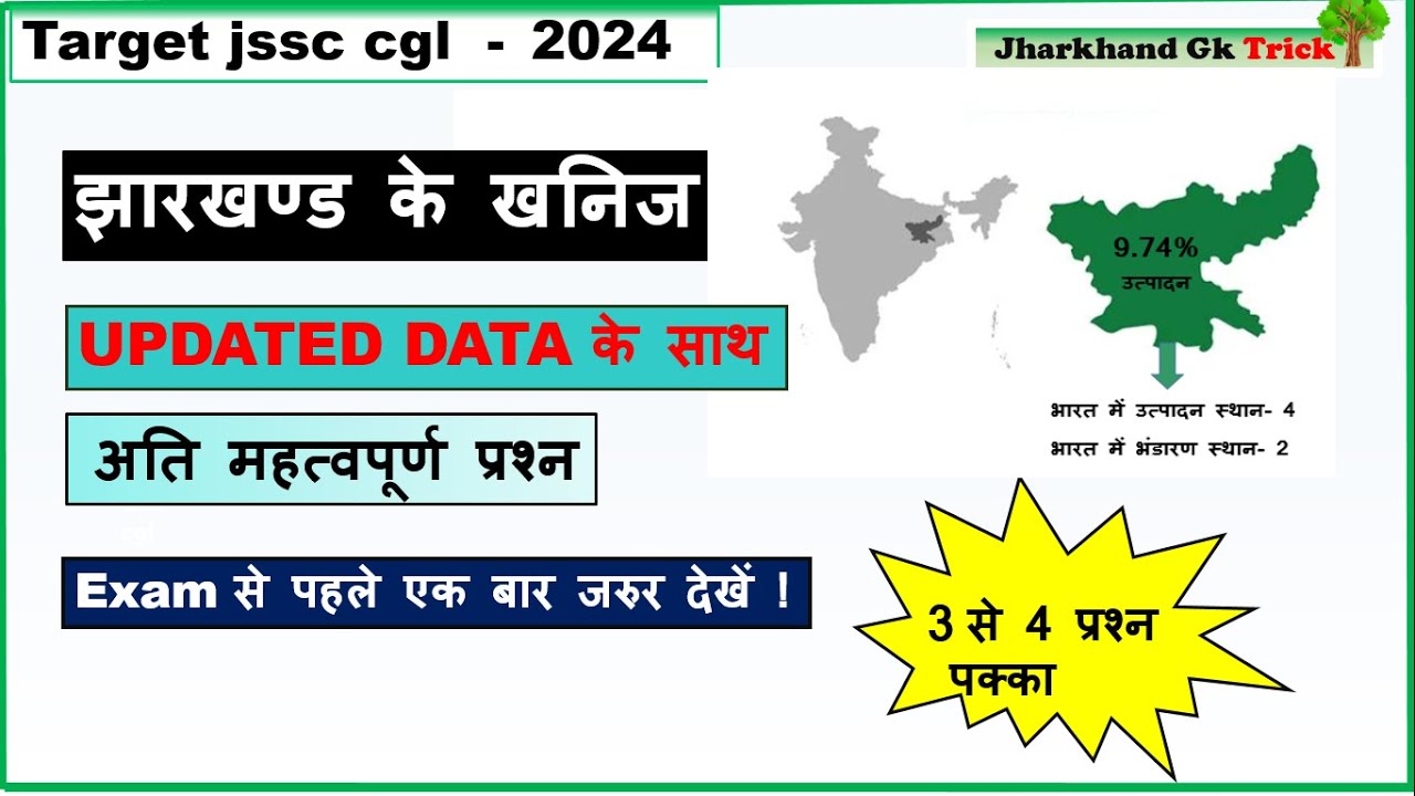 झारखण्ड के खनिज || most important mcq || jssc cgl-2024 || jharkhand gk trick