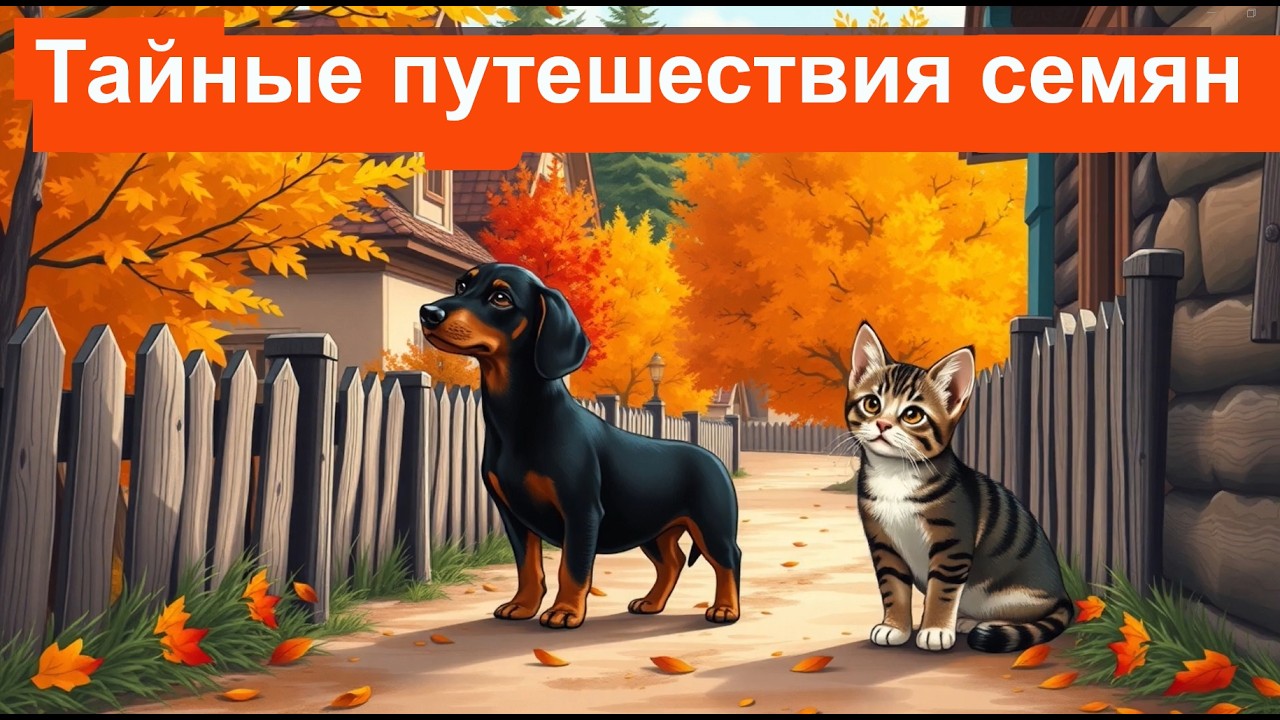 Тайные путешествия семян и загадка одной скорлупки.Сказки про Дружка и Васечку -щенка и котёнка #cat