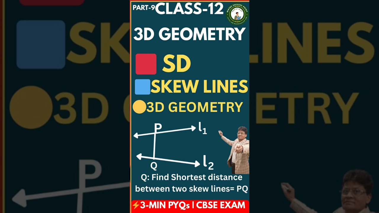 Class 12 Maths 🔥 Shortest Distance Between Two skew lines | 3D Geometry PYQs | 3- Min Tricks | CBSE
