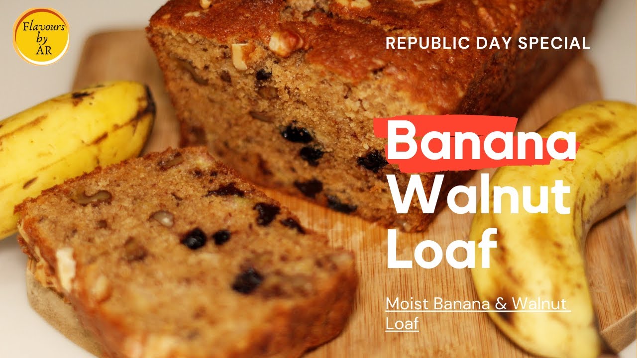 Moist Banana Walnut Cake Recipe | Banana Walnut Loaf Cake Recipe | Banana Cake Recipe
