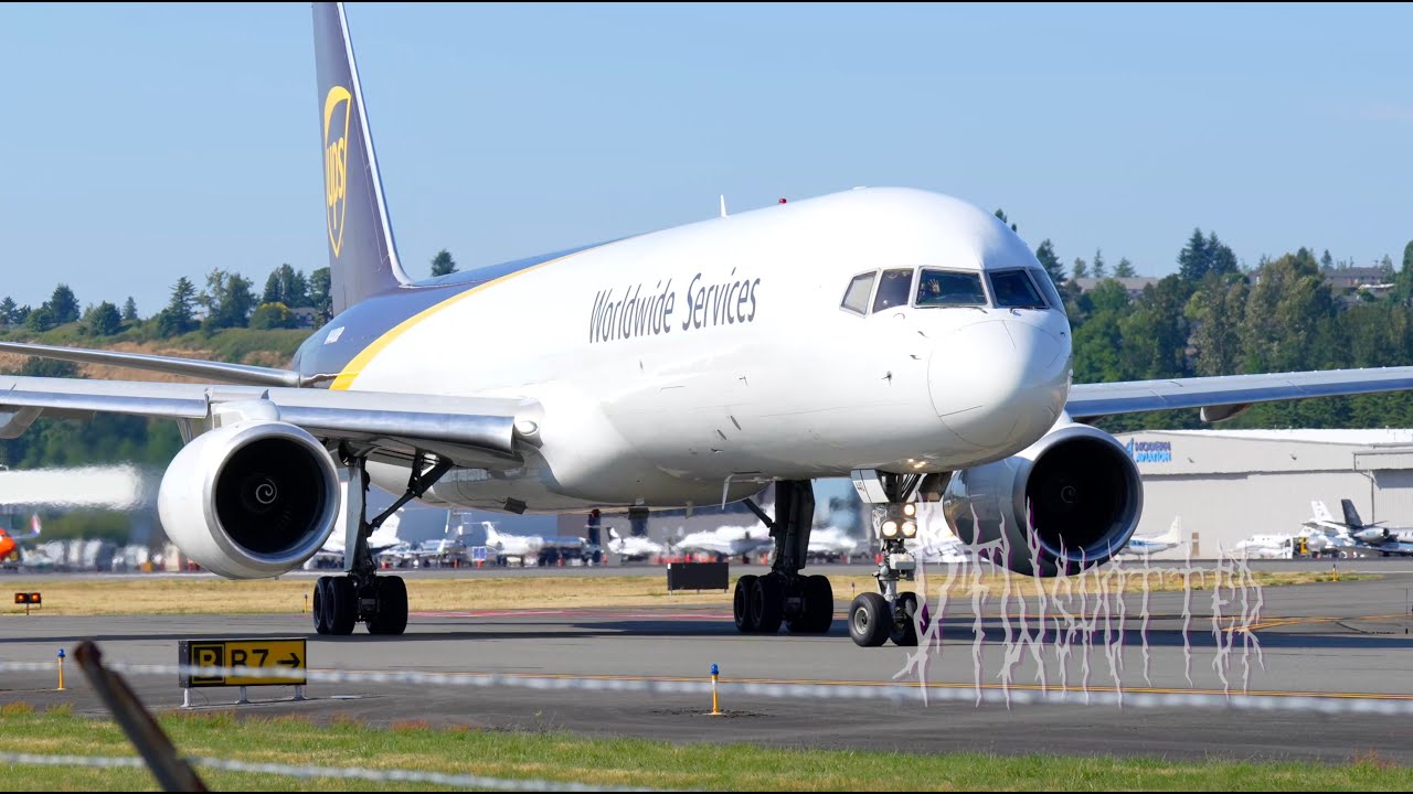 UPS 757-24APF Taxi And Takeoff From Boeing Field