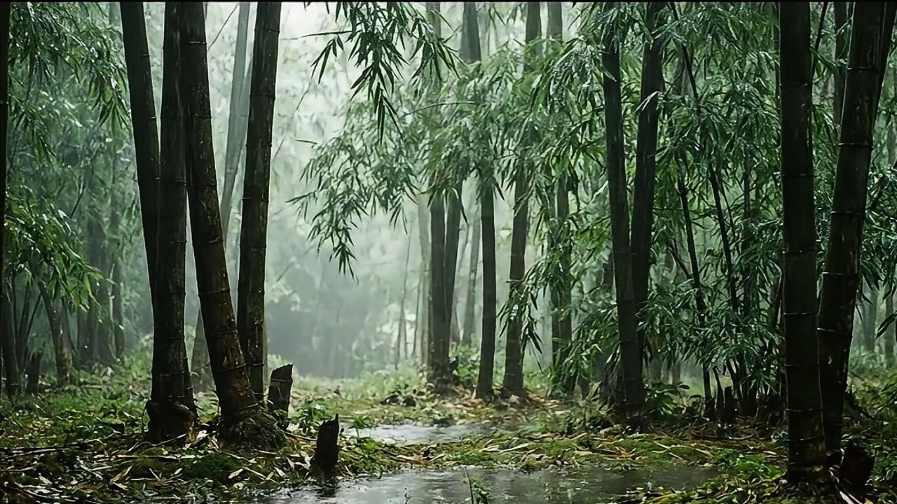 🔴Live Rain Sounds for Sleeping (No Music) Dark Bamboo Forest Ambience