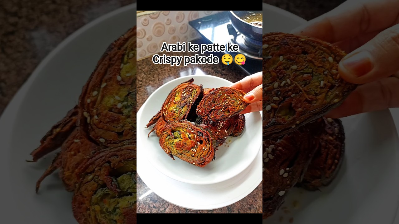Crispy Arbi Patte Ke Pakode Recipe 