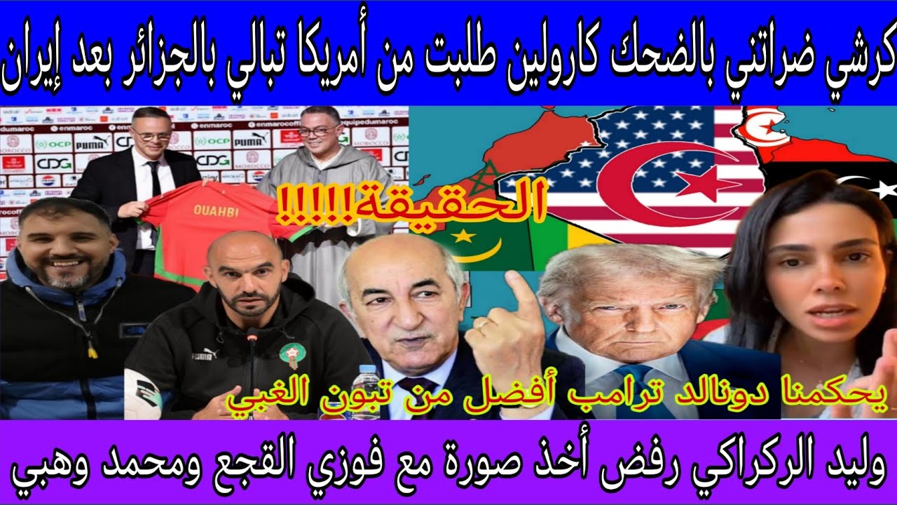 حقيقة رفض وليد الركراكي أخذ صورة مع محمد وهبي/كارولين شرشمات تبون/نطلب ميريكان تقصف لجزائر بعد إيران