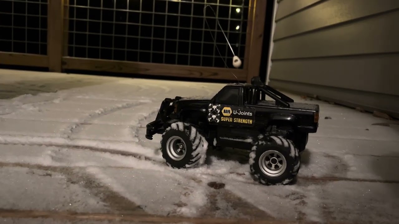 Vintage 1990's Nikko RC Shredder Truck Doing Donuts In The Snow