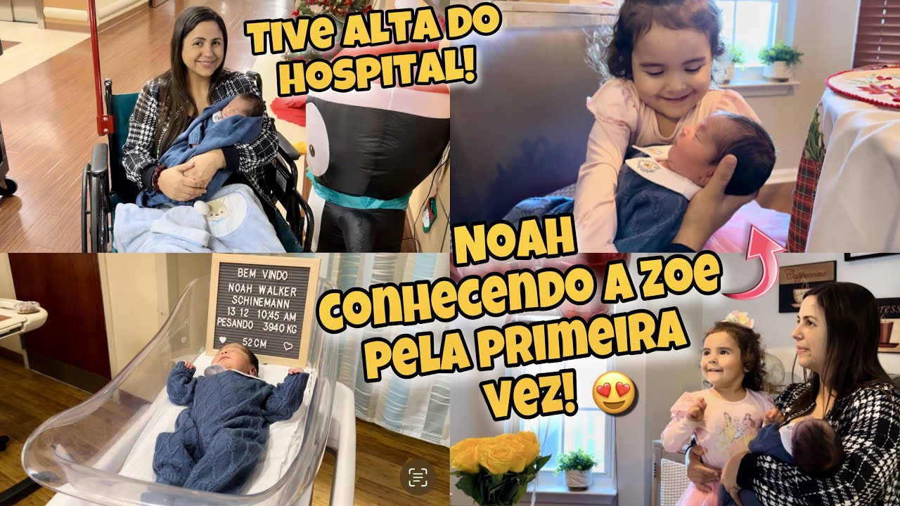 Noah conhecendo a Zoe pela primeira vez+Nos tivemos alta do hospital!💙