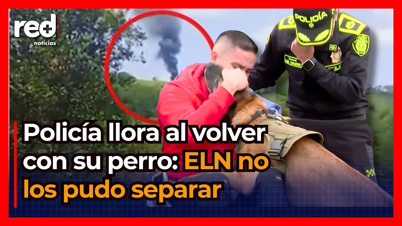 Conmovedor reencuentro de policía con su perro Telmo tras ataque a helicóptero en Amalfi, Antioquia