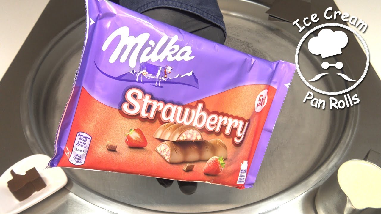 Milka Strawberry Ice Cream Rolls | ASMR | Food Art | oddly satisfying and relaxing Mukbang | 4k