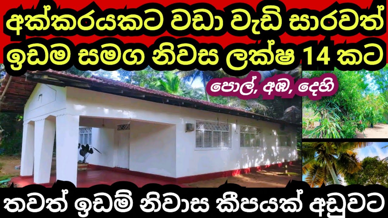 අක්කරයකට වැඩි ඉඩම හා නිවස ලක්ෂ 14 කට | තවත් අඩුව්ට විකුණන ඉඩම් නිවාස | House for sale| Land for sale