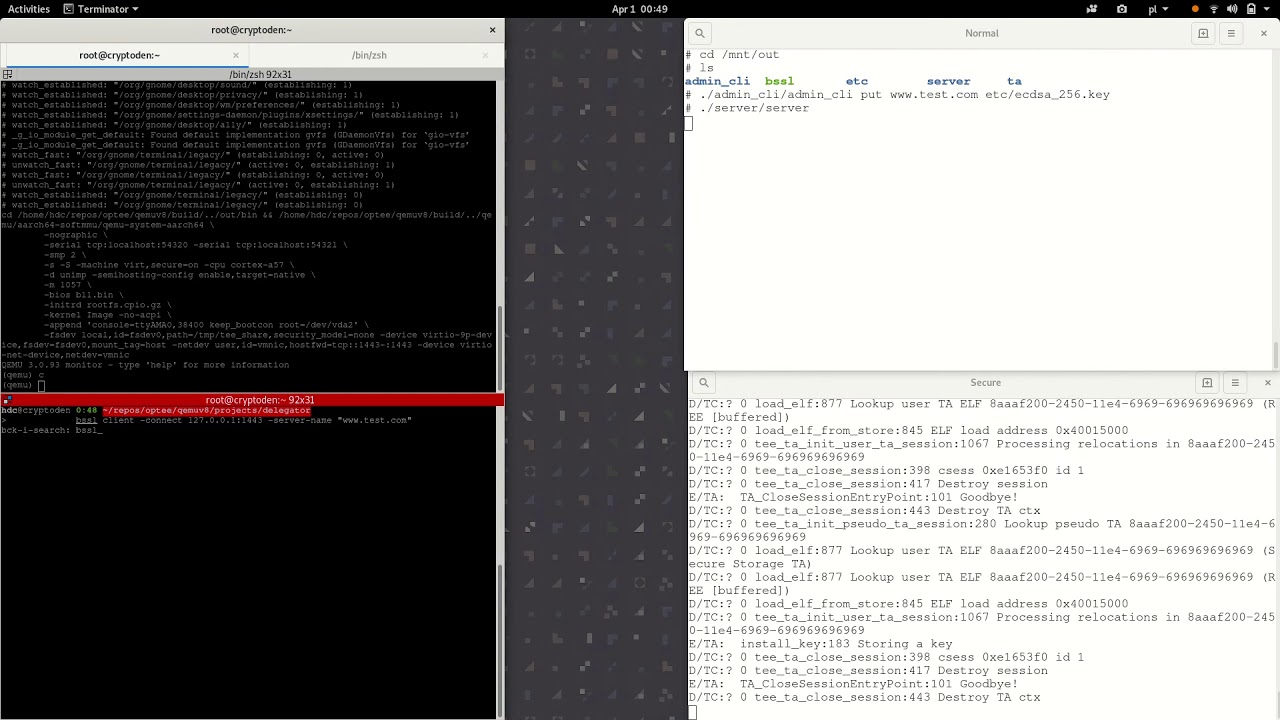03 Full TLS 1.3 handshake with private key stored in TEE