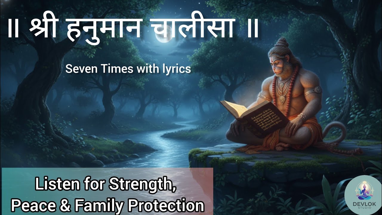 Hanuman Chalisa 7 Times with Lyrics | Powerful Hanuman Bhajan for Peace, Strength & Protection
