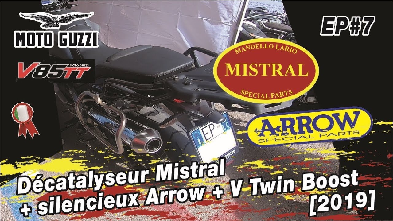 Episode #7 Personnalisation de la v85TT : décatalyseur mistral + silencieux arrow + vtwin boost