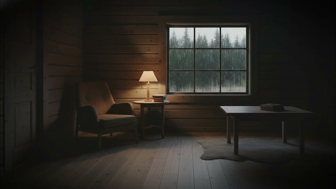 Rain Outside a Cozy Cabin Window – Silent Rain Ambience (No Sound, 2 Hours, 4K)
