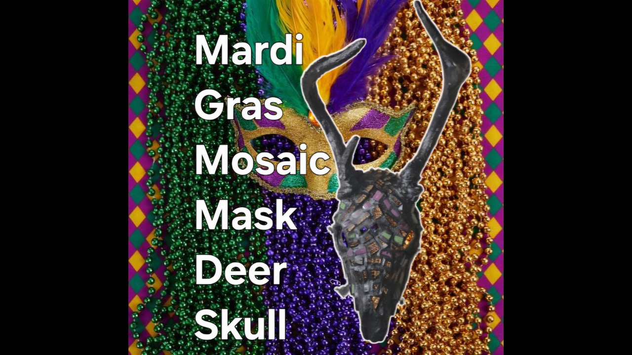 Mosaic Mardi Gras Mask on a Real Deer Skull 