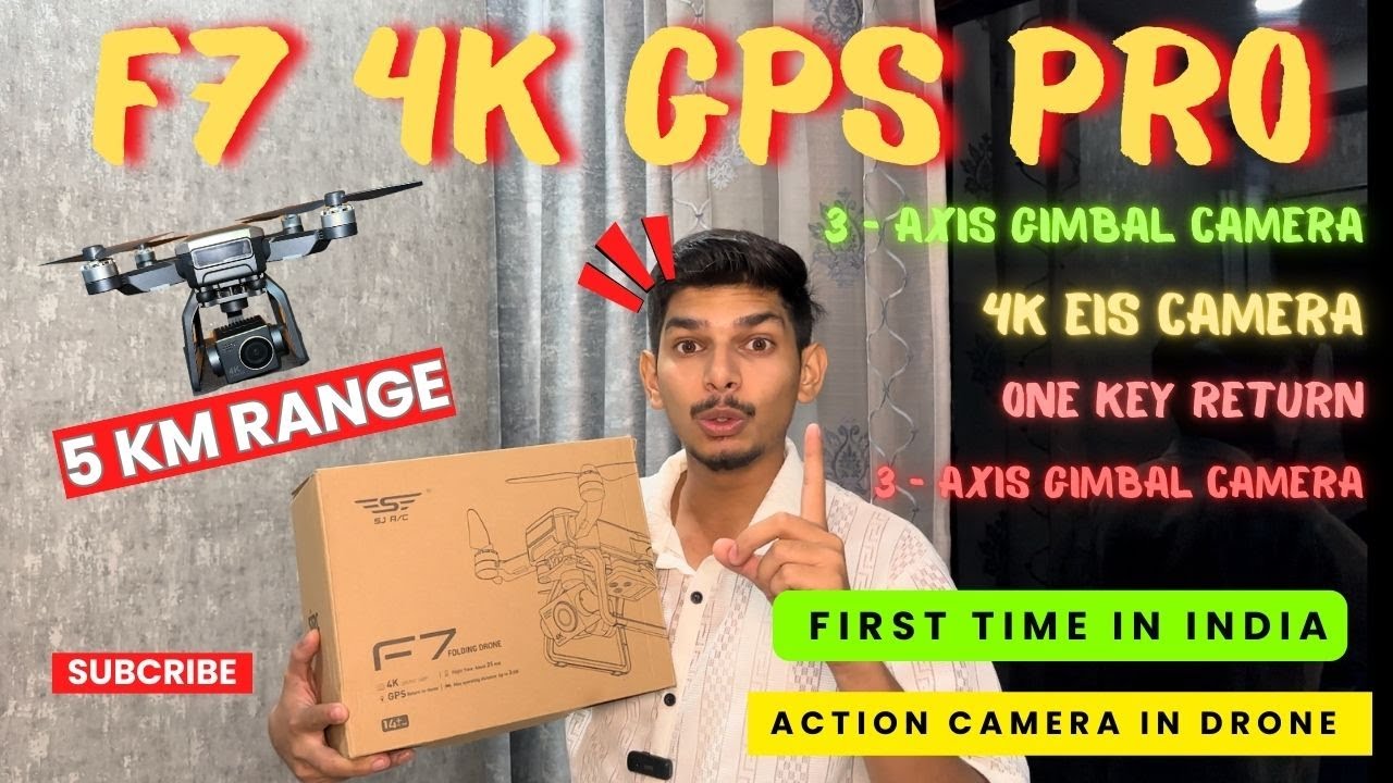 F7 Sjrc 4k Gps Drone with 3 Axis Gimbal Gopro🔥| First Time in India |Display In Remote | One Key RTH